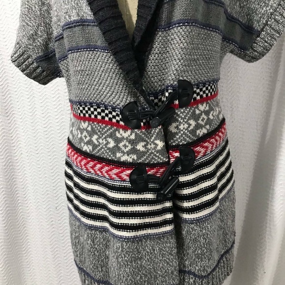 TOMMY HILFIGER  GREY MULTICOLOR SWEATER CARDIGAN S - Picture 6 of 8